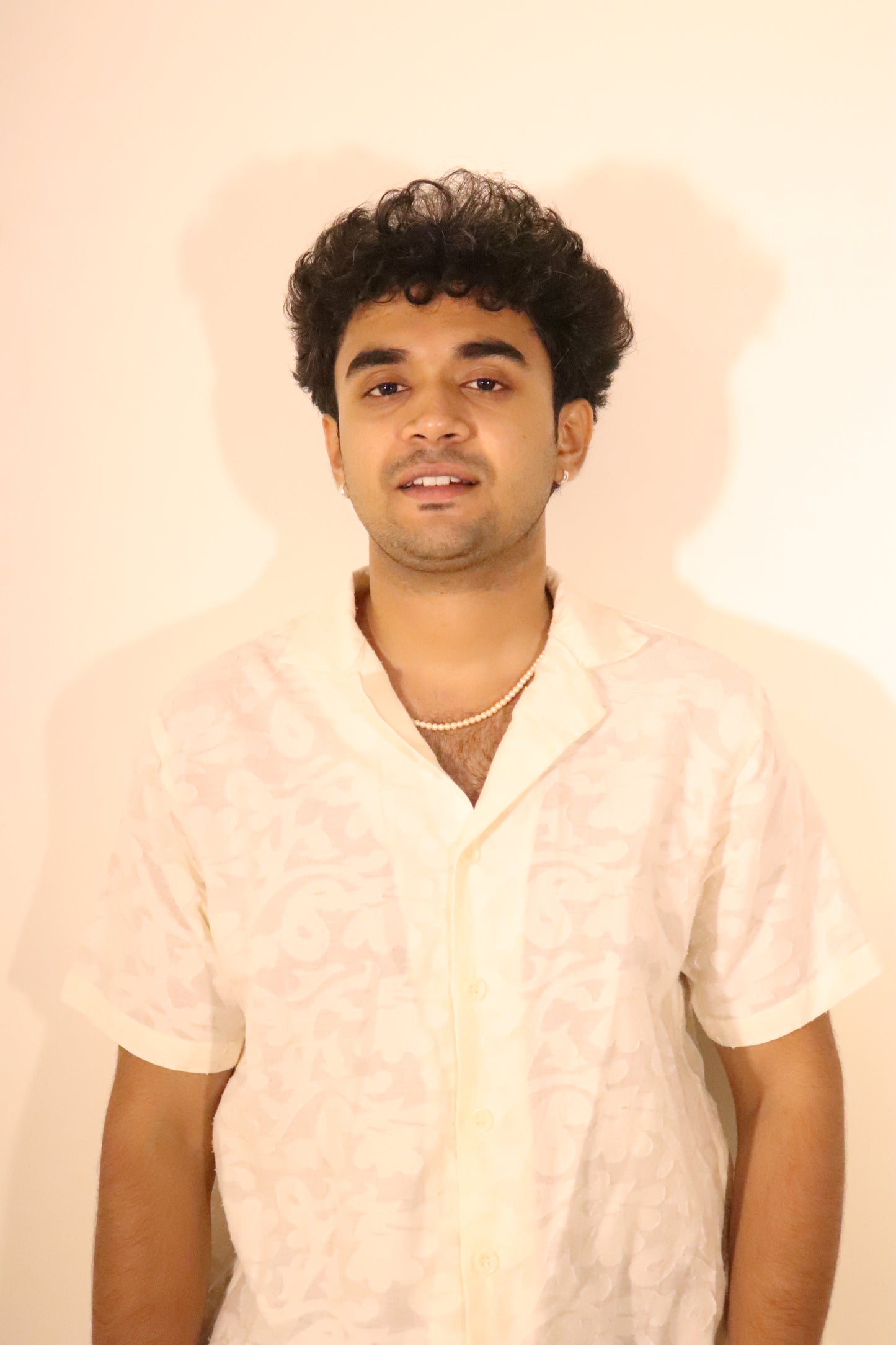 Floral embossed Off white Cotton Shirt