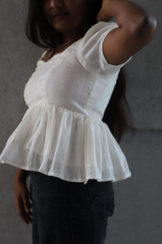 White Peplum Top